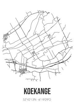 Koekange (Drenthe) | Landkaart | Zwart-wit van MijnStadsPoster