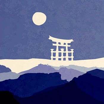 Japanse volle maan met Torii