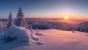 Winterpanorama bij zonsopgang van fernlichtsicht