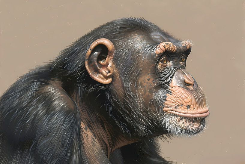 Gedetailleerde realistische aquarel van een aap van Art & Soul Creations