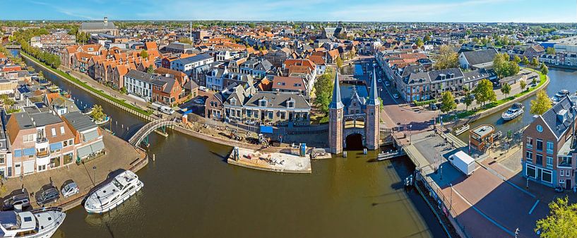 Aerial panorama of the historic town of Sneek with the Waterpoort in Friesland Netherlands by Eye on You