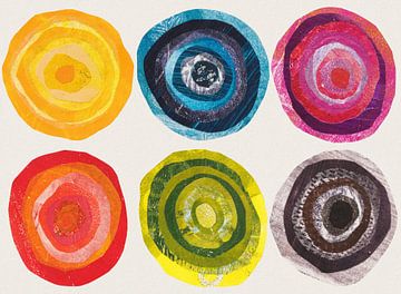 Cirkels en ringen van papier - analoge collage van Aribombari - Ariane Nijssen