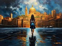 Beauty in the dry river as colourful digital painting art