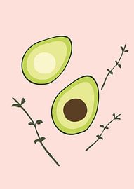Avocat sur fond rose sur Eline Willekens