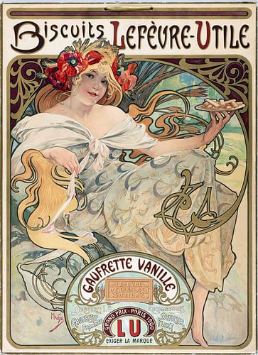 Vanille koekjes poster - Alphonse Mucha, 1900s