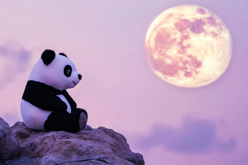 Panda under the full moon - Dreamlike beauty by Poster Art Shop