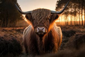 Schottischer Highlander Goldene Stunde