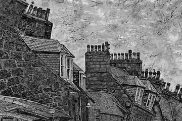 17 Century row houses in the storm (black and white) by Anna Marie de Klerk