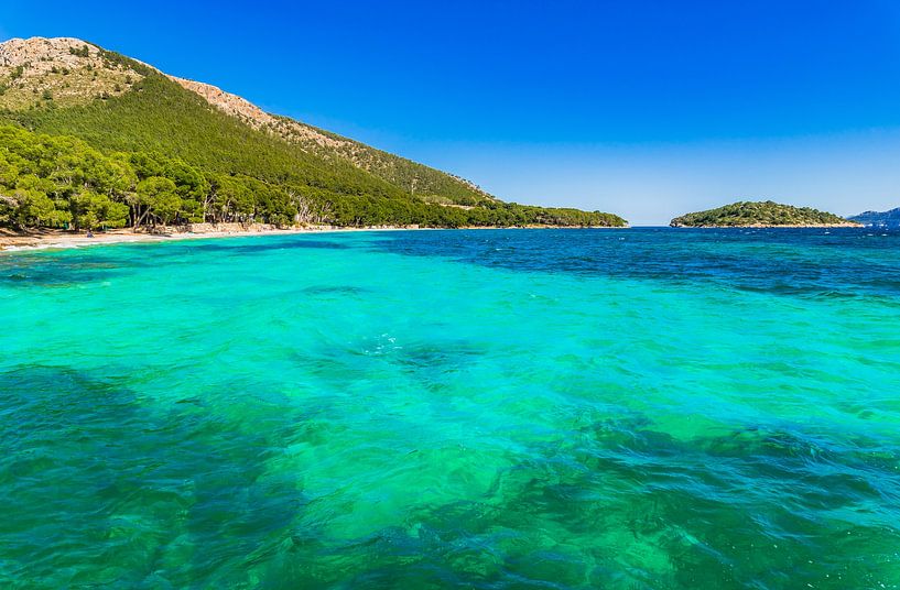 Idyllic view of seaside beach platja de Formentor on Majorca island, Spain Mediterranean Sea by Alex Winter