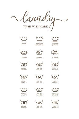 Laundry Wash With Care Poster – Minimalistische Wasinstructies – Wasruimte Decor – Neutrale Muurkunst voor de Waskamer
