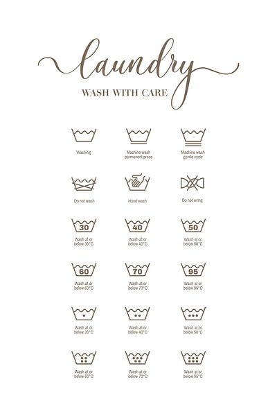 Laundry Wash With Care Poster - Minimalist Laundry Instructions - Laundry Room Decor - Neutral Wall Art for the Laundry Room par Marian Nieuwenhuis