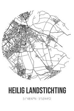 Heilig Landstichting (Gelderland) | Karte | Schwarz und Weiß von Rezona