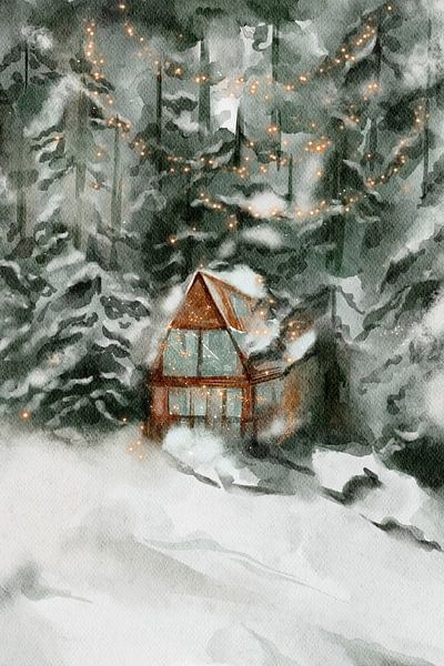 Verwunschenes Haus im Wald mit Glühwürmchen von Kim Karol / Ohkimiko