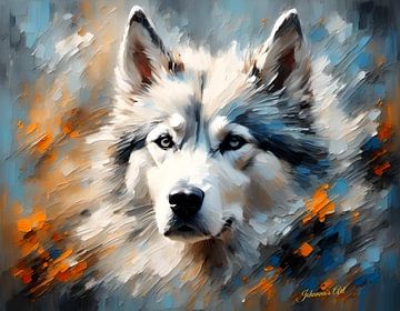 Hondenkunst - Siberische Husky 2 van Johanna's Art