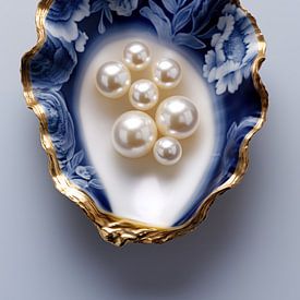 Huître bleu de Delft sur Marianne Ottemann - OTTI