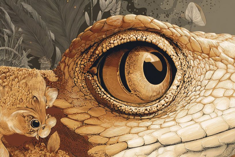 Hagedis Close-up in Botanische Illustratie van Eva Lee