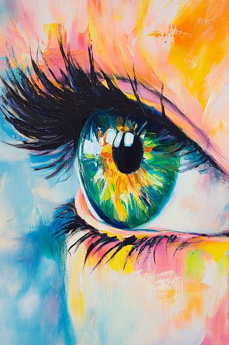 Expressief, kleurrijk oog