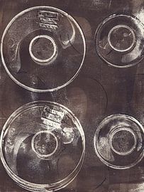 Ethos. Modern abstract geometric minimalist art in dark chocolate brown. by Dina Dankers