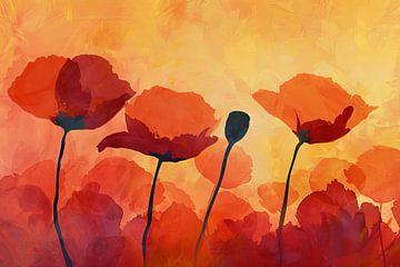 Klaproos bloemen van Poster Art Shop