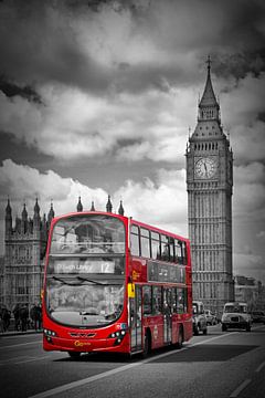 Londen - Houses Of Parliament en rode bus