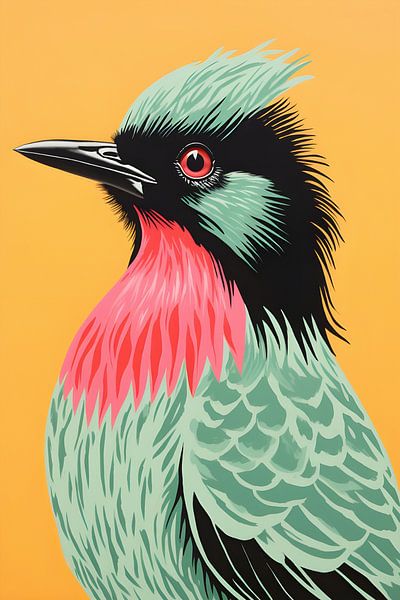 Popping Bird on yellow by But First Framing