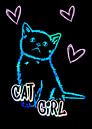 Cat Girl Katzen Mama ind Neon auf schwarz von KalliDesignShop Miniaturansicht