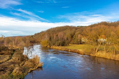 Historische Werrabrug op de grens tussen Thüringen en Hessen