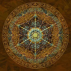 Mandala, Goldtönen. Mit verdickt, erhabenen Linien.