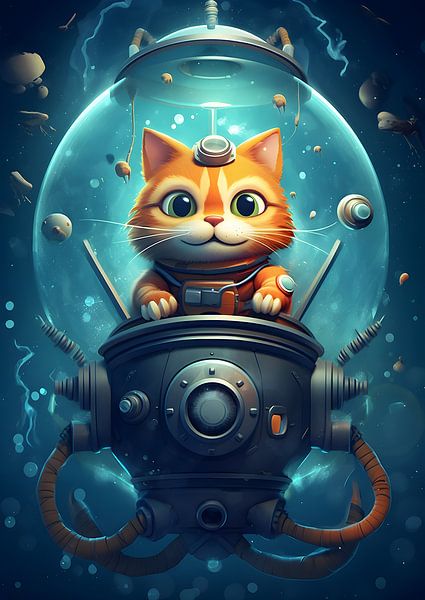 cat in space poster nursery by Jan Bechtum