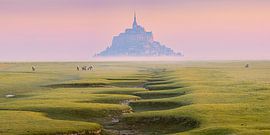 Panorama and sunrise at Mont Saint-Michel in Normandy by Henk Meijer Photography