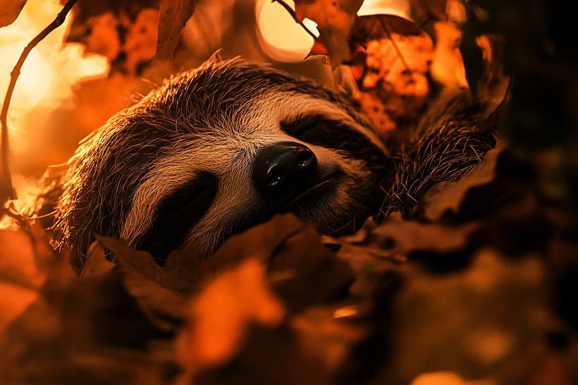 Slaperige luiaard in herfstkleuren van Art & Soul Creations