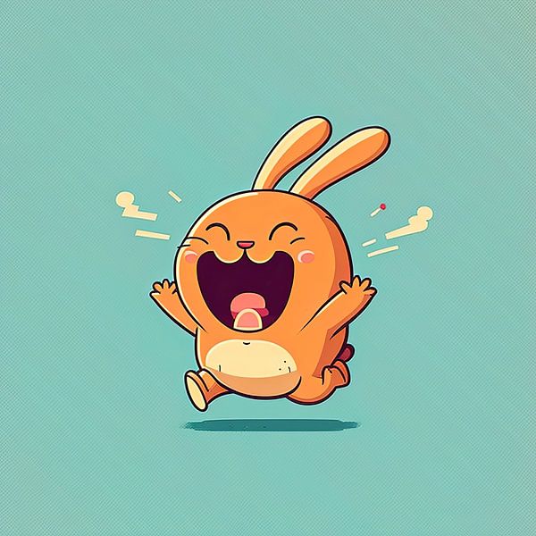 Happy running rabbit in cartoon style by Harvey Hicks