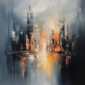 Abstracte stad zonsondergang