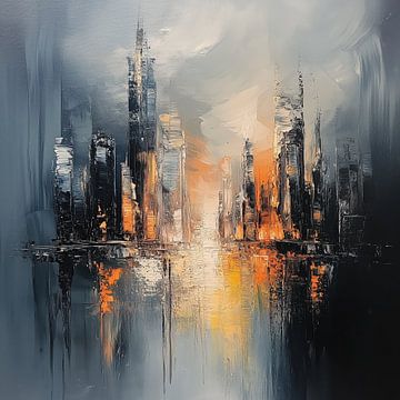 Abstracte stad zonsondergang