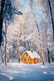 Winter forest hut by Poster Art Shop