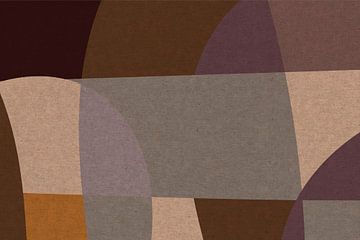 Yellow, pink and brown organic shapes. Modern abstract retro geometric art in warm pastel colors V by Dina Dankers