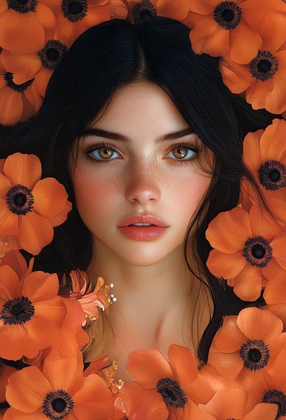 Frau mit Blumen Großstädterin von Egon Zitter