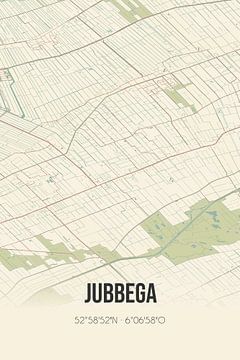 Vintage landkaart van Jubbega (Fryslan) van MijnStadsPoster