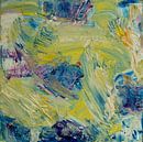 Abstract oil painting, yellow, blue, vibrant purple, fresh green by BowiScapes abstract and digital art thumbnail