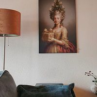 Kundenfoto: Rokoko-Weihnachtsporträt mit Goldgeschenk und Christbaumfrisur von But First Framing, als ArtFrame