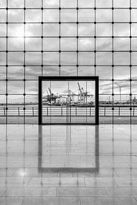 Le port de Hambourg en noir et blanc