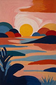 Sonnenuntergang im Stil von Henri Matisse von De Muurdecoratie