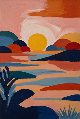 Zonsondergang in Henri Matisse stijl