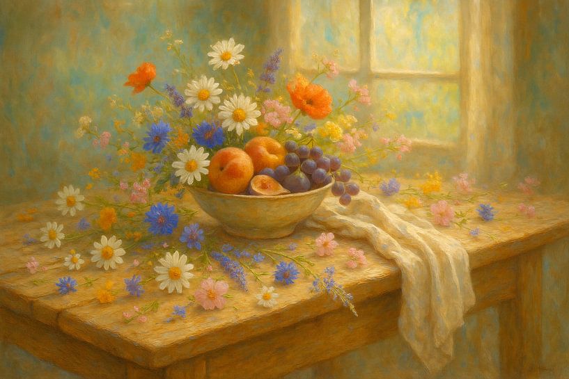 Zomerlicht in de Landelijke Stijl – veldbloemen &amp; fruit in warme pasteltonen van Kleurenrijk