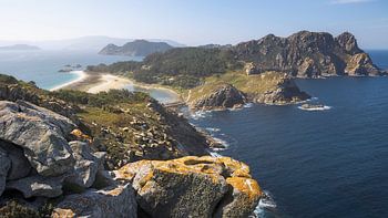 Aerial View of Stunning Landscape in the Cies Islands Natural Pa