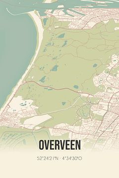Vintage landkaart van Overveen (Noord-Holland) van MijnStadsPoster