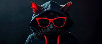 Stylish cat with hoodie and glasses by Poster Art Shop