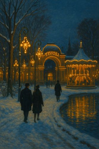 Lichtgevende Tivoli-tuinen in de winter