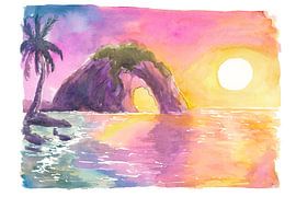 Coucher de soleil doré sur Paria Arch Trinidad Tobago West Indies