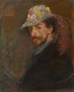 Zelfportret met gebloemde hoed, James Ensor